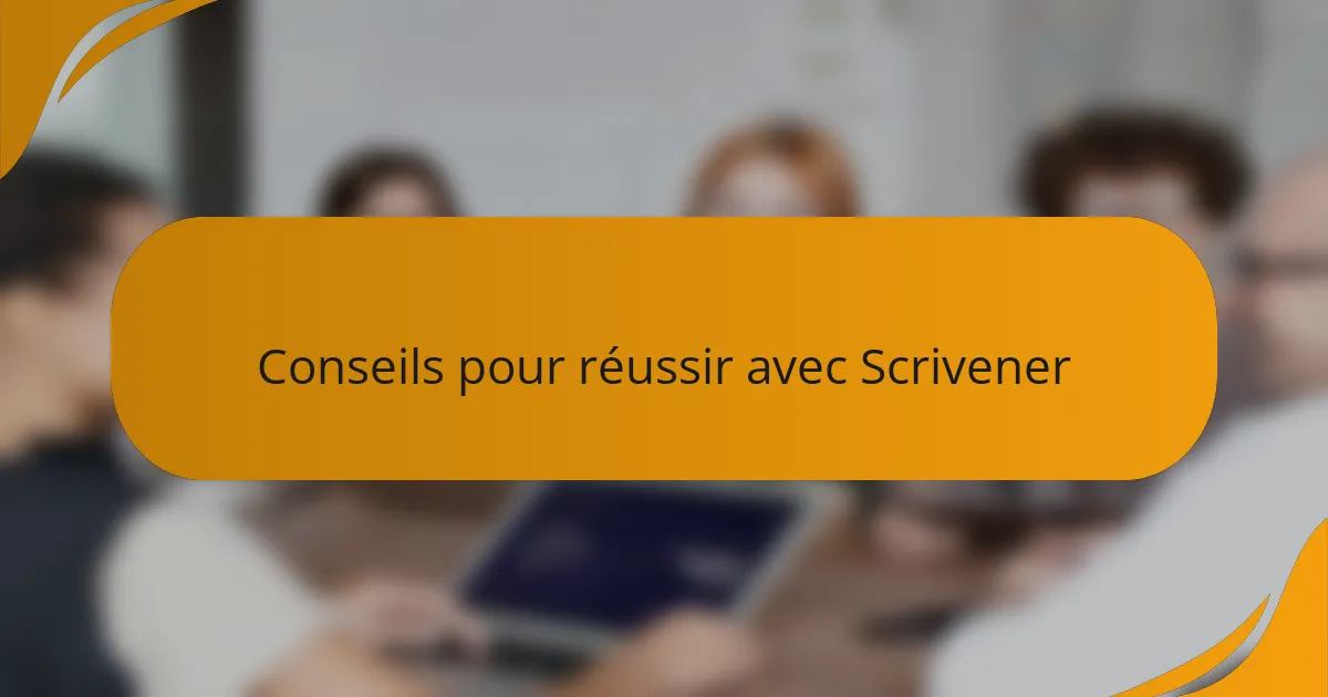 Conseils pour réussir avec Scrivener