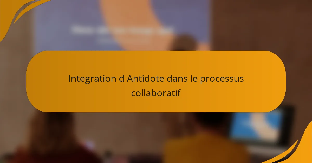 Integration d Antidote dans le processus collaboratif