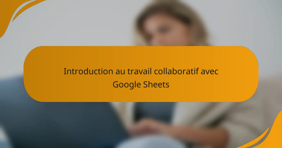 Introduction au travail collaboratif avec Google Sheets
