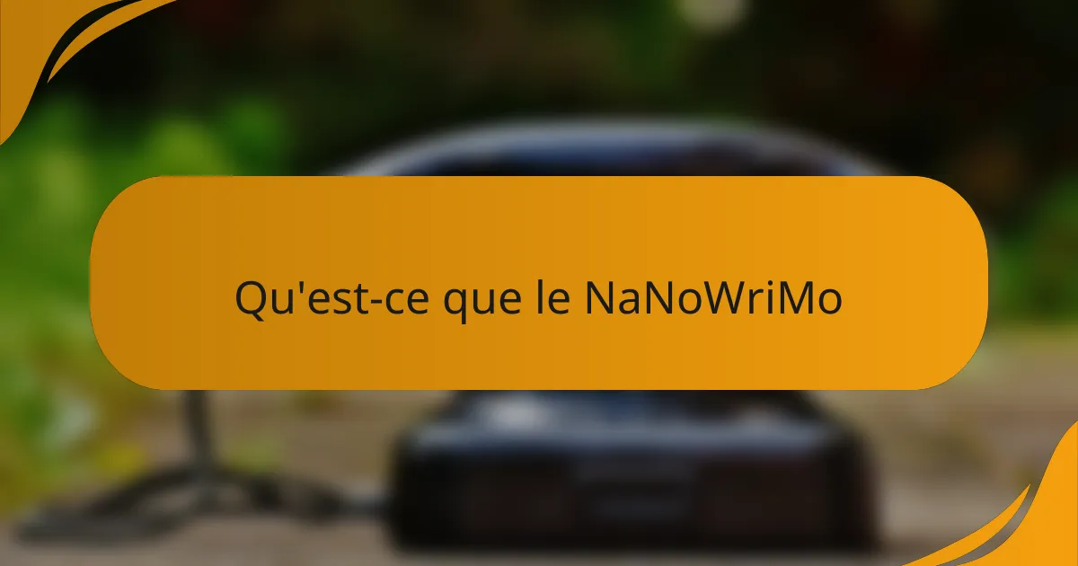 Qu'est-ce que le NaNoWriMo